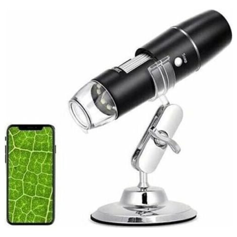 Microscope numérique, endoscope WiFi 50X-1000X, support métallique, compatible smartphone et tablette (1/4)