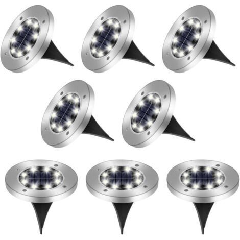 QORVA – Solar-Gartenleuchte, 8-teiliges Solarleuchten-Set mit 8 LEDs, IP65 wasserdichter Solarstrahler, dekorative Solarleuchte für Wege und Terrassen... (1/5)