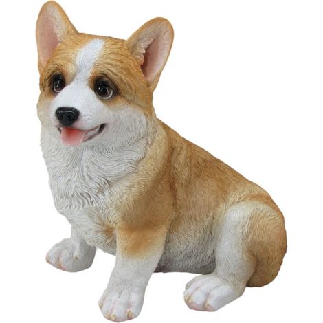 Dekofigur Corgi sitzend 20 x 19 x 12 cm braun weiß Dekofigur