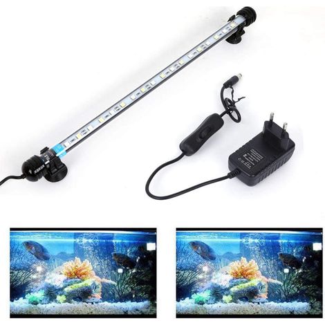 LED Éclairage Aquarium Lampe Tube Étanche Plongée Fish Tank Décoration RGB Couleur avec Télécommande (1.8 37cm, Bleu (1/5)