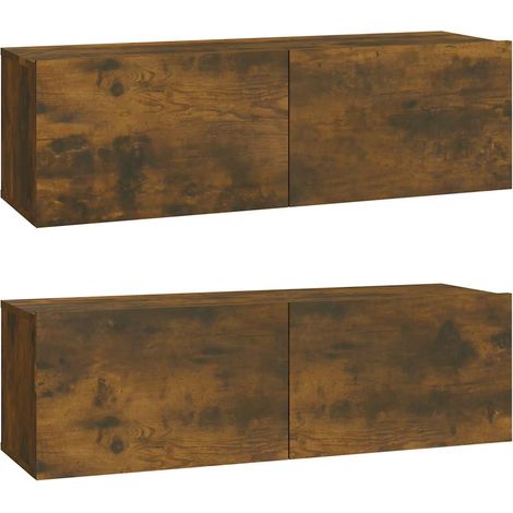 Maison Exclusive - TV-Wandschränke 2 Stk. Räuchereiche 100x30x30