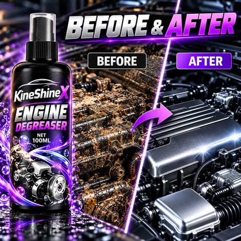KineShineX Engine Exterior Oil Stain Cleaning Spray - Universal for Trucks, Cars, and Motorcycles - Removes Stains and Oil. (1/4)