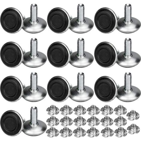 20 Pack Pied Vérin Réglable Pour Meuble, Pied de Nivellement Aevc T-écrou Filetage M8x20x30mm, Vis Support de Nivellement Pieds de meuble, Chaise, Table