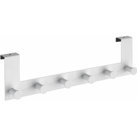 WENKO Appendiabiti da porta sospeso Celano, 6 ganci per asciugamani o cappotti, installazione senza foratura, Acciaio, 39x11x5,5 cm, bianco (1/5)
