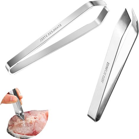 2 Pièces Pinces Arêtes de Poisson,Pince à Désarêter en Acier Inoxydable,Pincette Cuisine pour Le Nettoyage et La Préparation des Aliments (1/5)