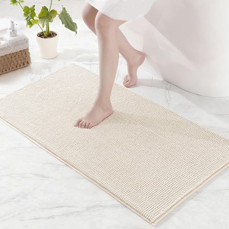 1 Tapis De Bain Chenille Antidérapant Absorbant Séchage Rapide Lavable Pour Salle De Bain Douche (1/5)