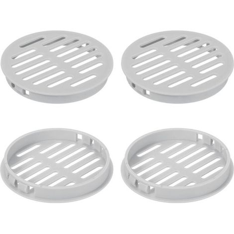 4-teiliges rundes Lüftungsgitter aus Kunststoff, 80 mm Einbaudurchmesser, 11,3 mm Höhe, Lüftungsöffnungen für Schränke, Decken, Wände und Fenster, Hellgrau (1/4)