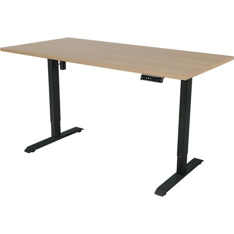 Escritorio regulable eléctricamente - 180x80 cm - Negro / Roble