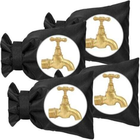 Pair Couvercle Antigel pour Robinet, 4pcs Housse de Robinet pour L'extérieur, Housse de Robinet de Jardin Imperméable, pour la Protection Contre Le Gel en Hiver, 20cm x 15cm (Noir) (1/4)