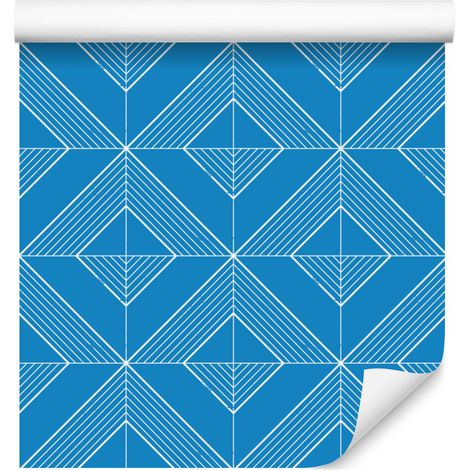 Carta da parati con rombi geometrici blu e azzurri, sfondo blu 50x1000 cm (1/5)