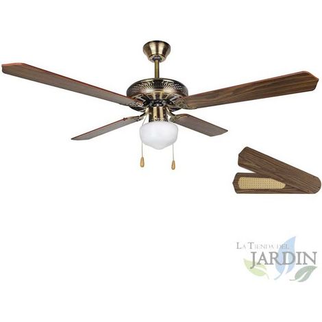 Ventilateur de plafond Orbegozo avec éclairage 60 W  4 pales réversibles  Finition or antique  3 vitesses