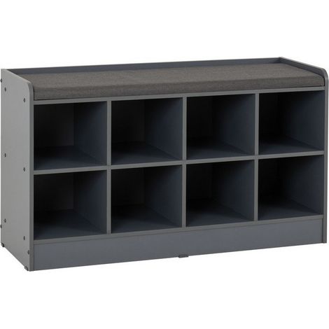 Portland Shoe Bench - L34.5 x W97 x H55 cm - Grey/Steel Fabric