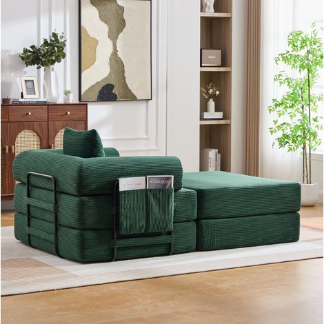 MEUBLIV Schlafsofa 112x95 cm grün – ohne Montage, mit Seitentasche (1/5)