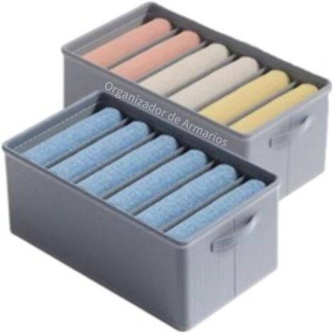 2 Pack Foldable Storage Organizers for Clothes, Jeans, T-Shirts, 6 Pieces (1/4)