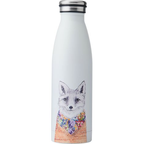 Mikasa Tipperleyhill Bottle de Insulated Water Bottle de Stainless Steel On-the-go Bottle, Double Wall, Keeps Drinks Hot 12 Hrs and Cold 18 Hrs, Quirky Fox Illustration, Hand Washable Only, 500 ml