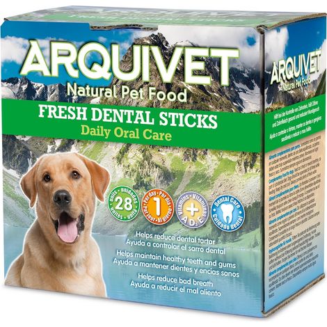 ARQUIVET Fresh dental sticks - 28 unités - snack dentali per cani aromatizzati alla menta - Prodotti per l'igiene dentale canina - snack per cani (1/5)