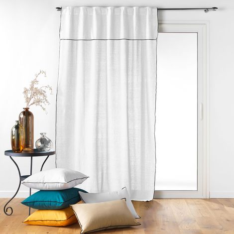 Douceur D'Intérieur – Rideau voilage en coton recyclé blanc 140x240 cm – Passants cachés avec cache-volant – Éco-responsable et élégant (1/5)