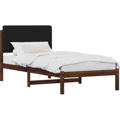 Letto con Testiera Rivestita Marrone scuro e Nero 90 x 190 cm vidaXL (1/5)