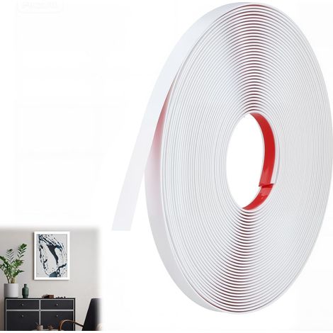 18M Moulure Adhesive Blanc Mat Baguette de Finition PVC Moulure Flexible Convient à Cadres de Miroirs, Fenêtres, Encadrement Porte, Sols, Armoires, Bords de Carreaux(Lg:1cm, E:1.5mm) (1/5)