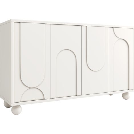 Credenza 120x35x71 cm in MDF con ripiani regolabili e sistema antiribaltamento, bianca (1/5)