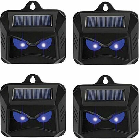 Vtizikl Répulsif solaire contre les animaux sauvages tels que les ratons laveurs, les chevreuils, les renards, les sangliers, etc. - 4 répulsifs efficaces avec lumière LED bleue (1/4)