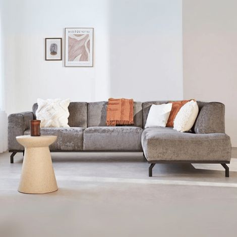 Ecksofa mit hohen Beinen aus taupefarbenem Samt Chloe – rechts