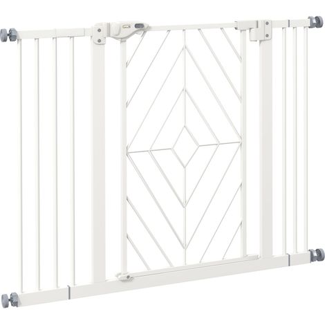 Barrière escalier chien porte automatique sans perçage, réglable 74-100 cm, sécurité maison enfants animaux blanche 90x