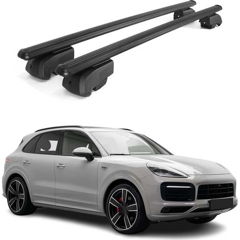 OMAC Barres de toit en aluminium pour Porsche Cayenne III 2019-2026 – City Crash – ISO/PAS 11154:2006 – Antivol inclus – Charge max 75 kg – 2 barres Noir (1/4)