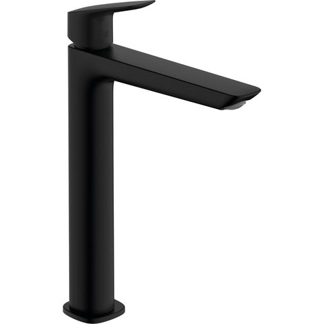 Mitigeur de lavabo avec tirette et vidage, Robinet de salle de bain avec hauteur sous bec 240 mm, économie d'eau, Noir mat (1/5)