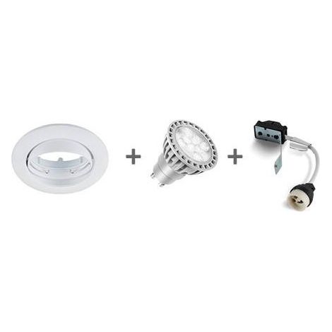 Kit spot encastré LED blanc rond orientable Ø 82mm ampoule GU10 5W 4000K 480lm 36° dimmable alim 230V IP23 1012 RDX INDIGO