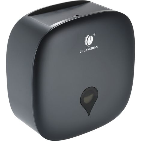 Dispensador de papel higiénico mural CDWK para un rollo jumbo individual, impermeable, con estante multifuncional y cerradura con llave, ABS gris, para hoteles, restaurantes, hogares y parques. (1/5)