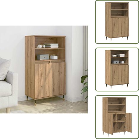Schrank für Wohnzimmer - vidaXL Highboard Artisan-Eiche 60x36x110 cm Holzwerkstoff - Schrank für Küche (1/5)