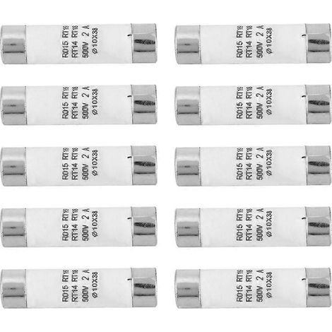 10 Stück Hochleistungs-Zylindersicherungen mit Anzeigegerät 10x38 380-500VAC 2A