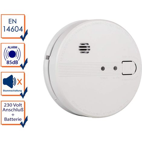 Optischer Rauchwarnmelder mit Netzbetrieb und Batterie, 85dB Brandalarm (1/5)
