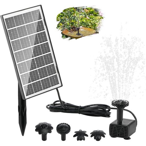 1 Pompe Solaire Bassin,3.5W,Panneau Verre,Câble 3M,5 Buses,Bain Oiseaux,Jardin (1/5)