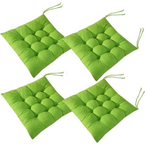 4 x 40cm Square Chair Cushions, Seat Cushions, Home Decor, Quilted Cushion, Comfortable and Colorful, Ideal for Indoor and Outdoor Use (4 Green) (1/5)