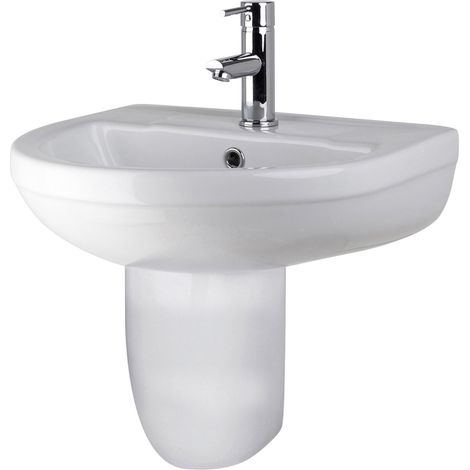 Nuie Harmony Basin and Semi Pedestal 500mm Wide - 1 Tap Hole (1/3)