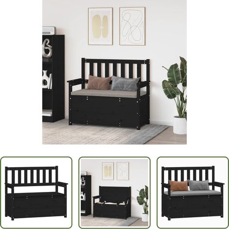 vidaXL Banco de madera maciza de pino negro 112,5x51,5x96,5 cm (1/5)