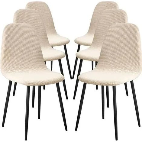 Housse de chaise - Style Scandinave - Extensible - Anti-dérapant - Lot de 6