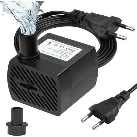 Mini Pompe à Eau Submersible (350 L/H, 5 W), Pompe Aquarium Ultra Silencieux 2 Buses, Ajustable Pompe Fontaine pour Étang Pois (1/4)