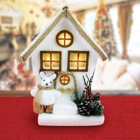 Trade Shop - Casetta Con Soggetto Natalizio E Luci 3 Assortimenti 28cm Decorazioni Natalizie - (1/2)