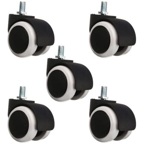 BUNTHAUS Roulettes Pivotantes Tige M12 Lot de 5, 4.8cm pour Chaises de Bureau, Roues en Polyuréthane avec Filetage (1/5)