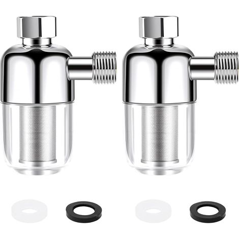 Lot de 2 filtres à eau pour douche, robinet avec filetage de 1/2", s, filtre anti-calcaire avec élément filtrant en acier inoxydable 316, pour chauffe-eau, toilettes, machines à laver (1/5)