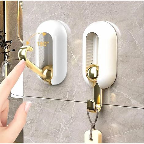 2PCS 360° Rotating Adhesive Hooks, Ceiling Hook Without Drilling, Wall Adhesive Folding Hook, Adhesive Ceiling Hook, Wall Adhesive Hook, for Various Scenes, White See product details
