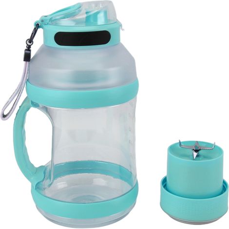 Blender portable sport 2L avec 6 lames, 18 000 tr/min, 4 000 mAh, USB-C, idéal pour les voyages, les jus, les milkshakes et les smoothies (bleu/vert). (1/5)