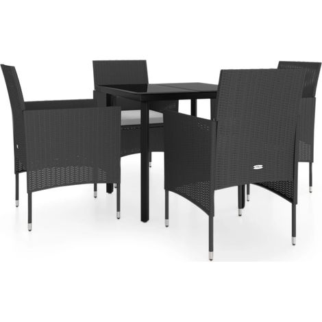 Maison Exclusive - 5-tlg. Garten-Essgruppe mit Kissen Schwarz