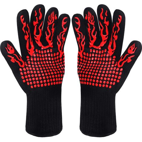 Gants de barbecue, gants de four antidérapants en silicone résistants à la chaleur jusqu'à 800°C, mitaines de cuisine pour soudure, pâtisserie et cuisson, lot de 2 (1/5)