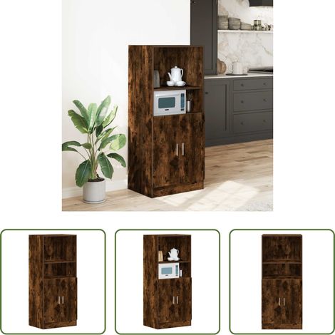 Küchenorganisation - Küchenschrank Räuchereiche 57x41,5x131,5 cm Holzwerkstoff (1/5)
