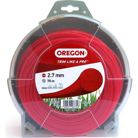 Oregon Filo per Decespugliatore - Filo in Nylon Tondo di Ricambio Universale per Tagliabordi e Decespugliatori Ideale per Giardinaggio e Fai da Te - Bobina da 2,7 mm x 70 m, Colore Rosso (69-382-RD) (1/3)