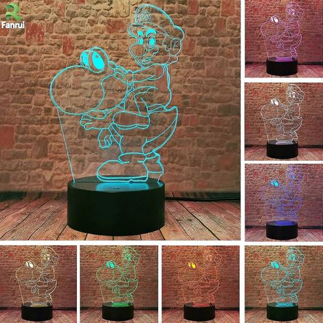 SCSYV Jeu d'anime japonais Super Game - Lampe figurine Yoshi - Décoration de chambre LED 3D - Veilleuse 7 couleurs - Pour enfants et bébés (1/5)